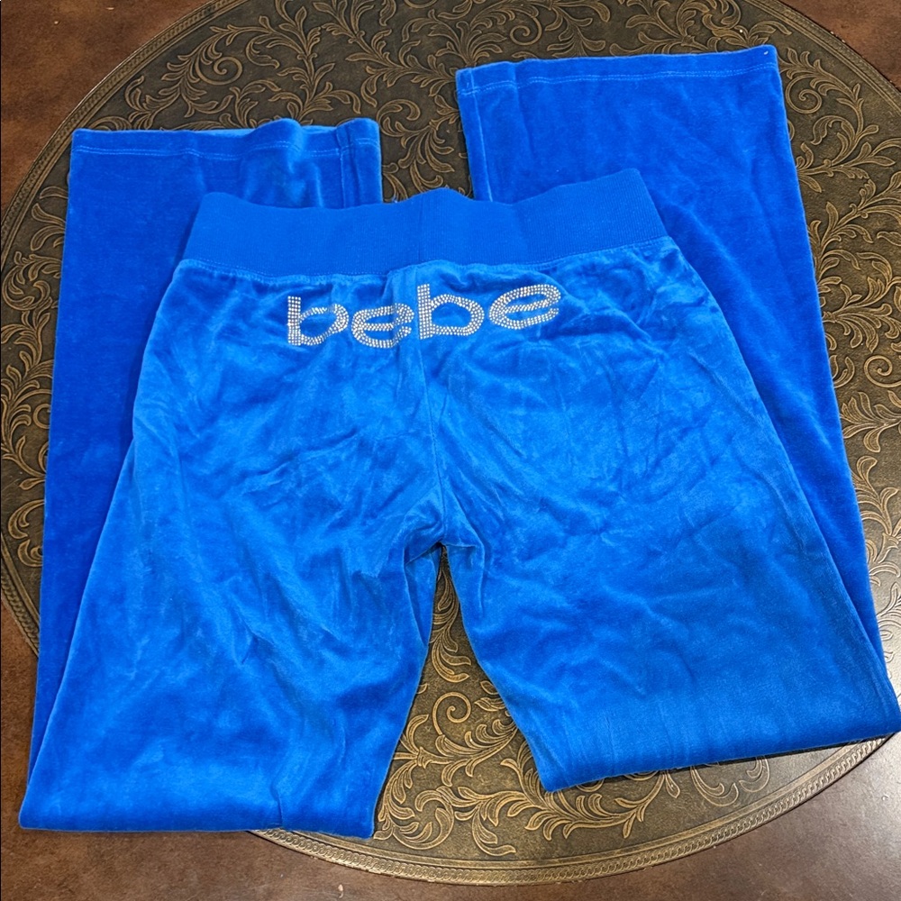 bebe Bright Blue Velour Joggers